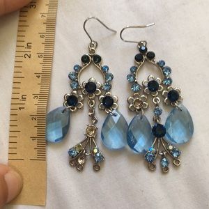 Large blue dangling earrings
